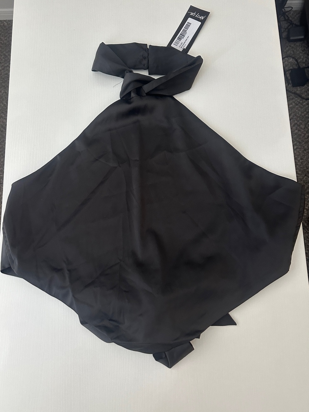 Nasty Gal Satin Black Knot Neck Halter Cami